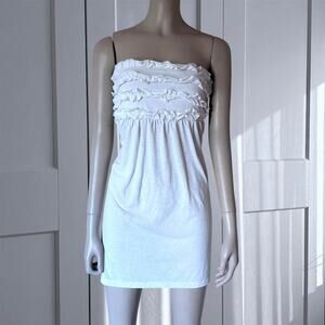 Y2k white ruffle tiered bandeau